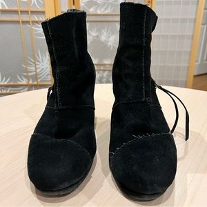 Toms Women's Ankle Boots Desert Wedge Booties Suede Side 300814, Black, Size 6.5